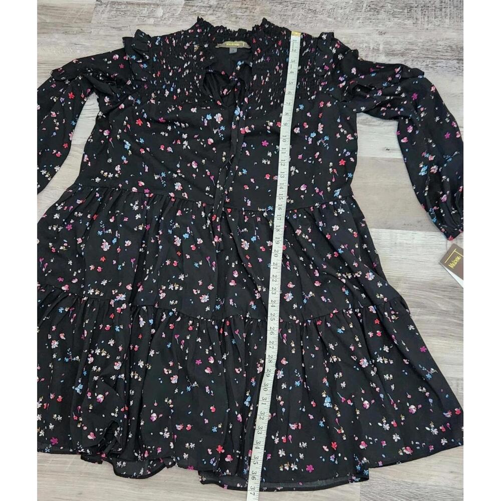 Melonie T Dress Size 12 Black Long Sleeve Floral Babydoll NWT $79 - Picture 9 of 11